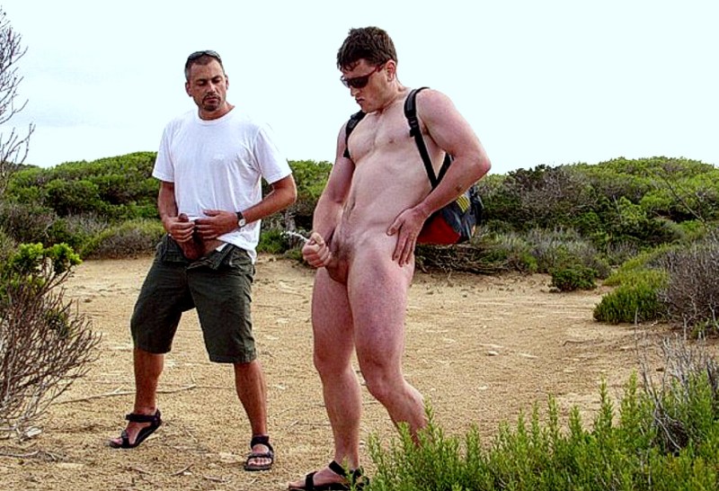 The guys lie in an embrace