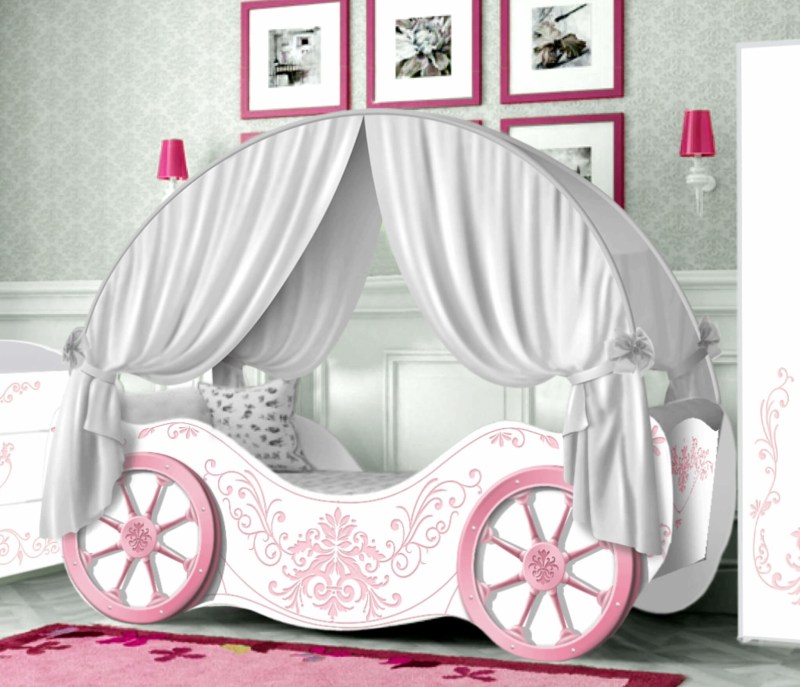 Bed Bed Carriage Pink vintage for a girl, 155x85x60 (H160)