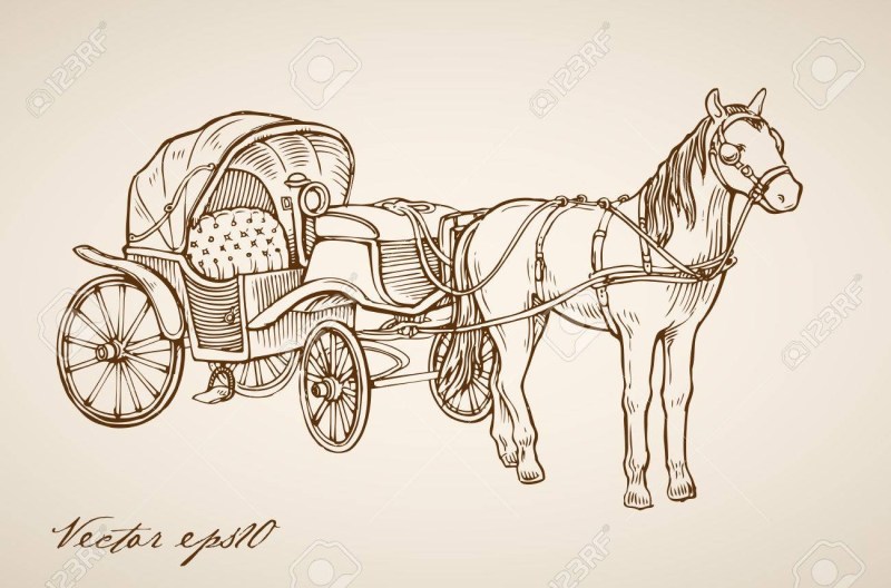 A horse with a pencil wagon