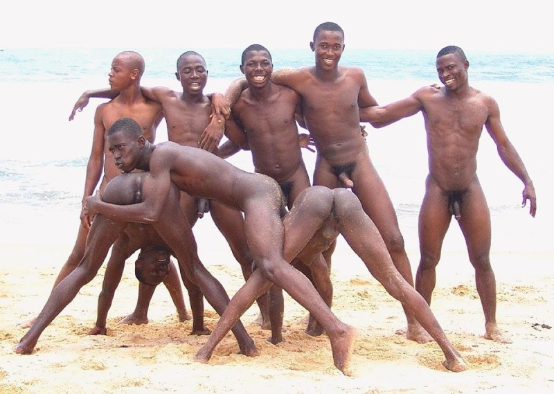 Naked African slaves