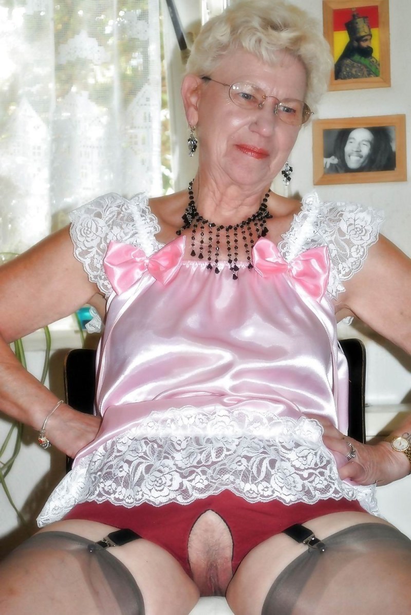 Elderly old woman in stockings XXX