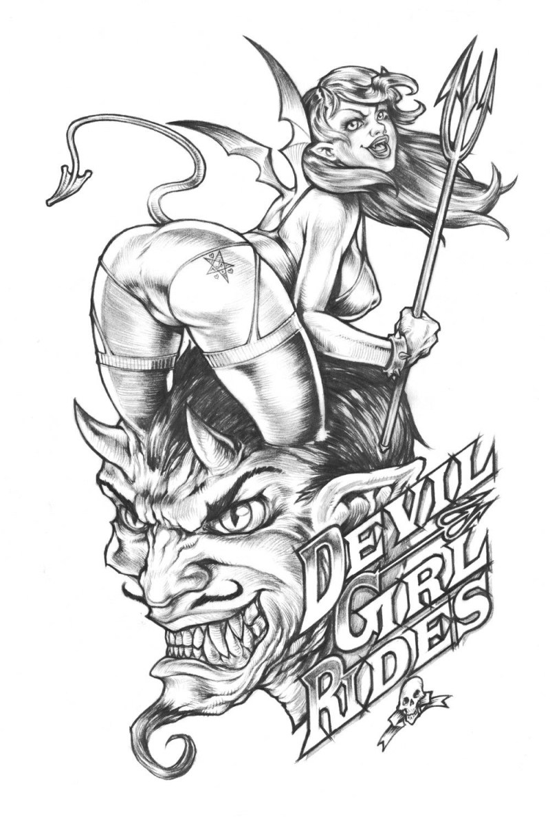 Girl with tits tattoo sketch