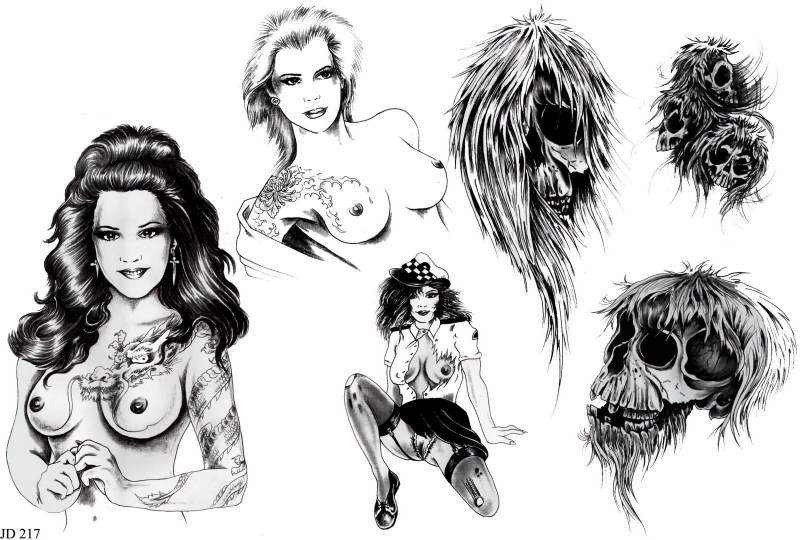 Tattoo naked woman sketch