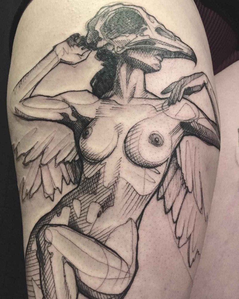 Erotic sketch tattoo