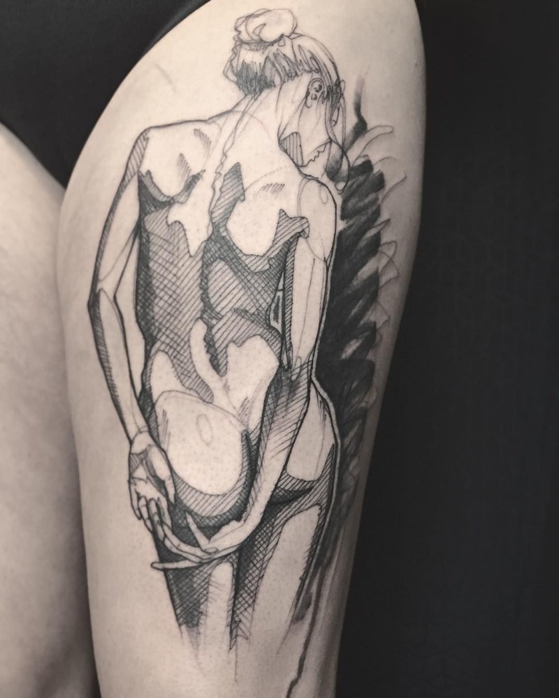 Pornarisun with a pencil