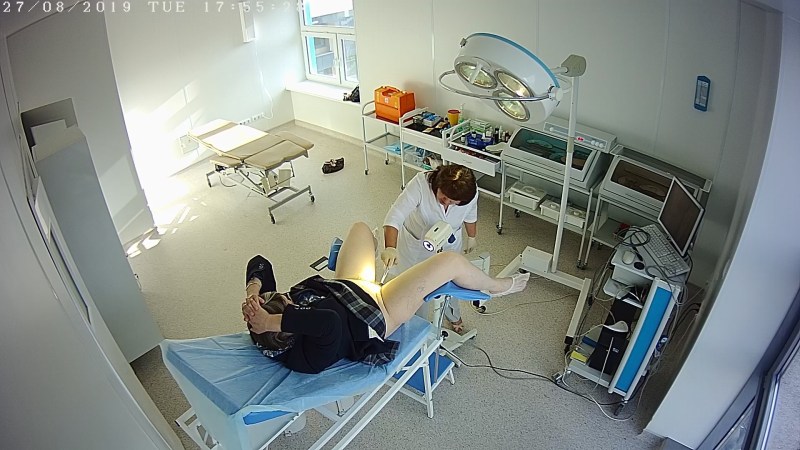 Doctor gyno gynecological chair naked