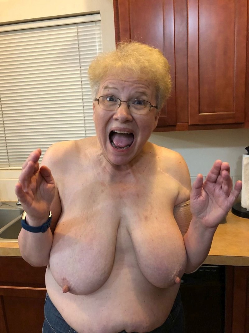 Huge boobs of the elderly