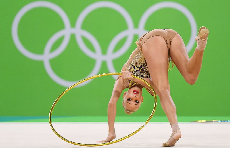 Naked gymnasts of acrobatics