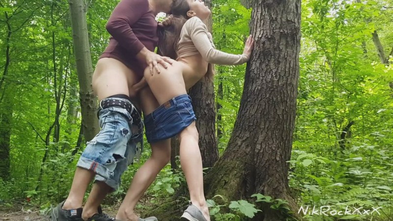 Cum on tits in nature