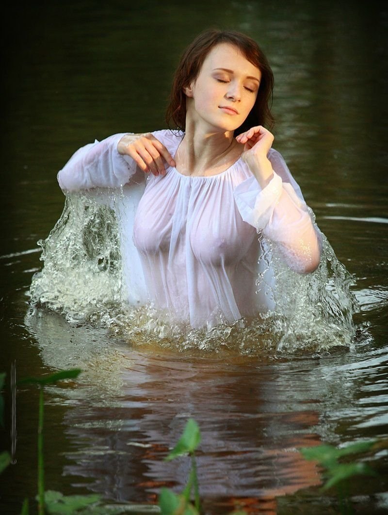 Girl in wet shirt