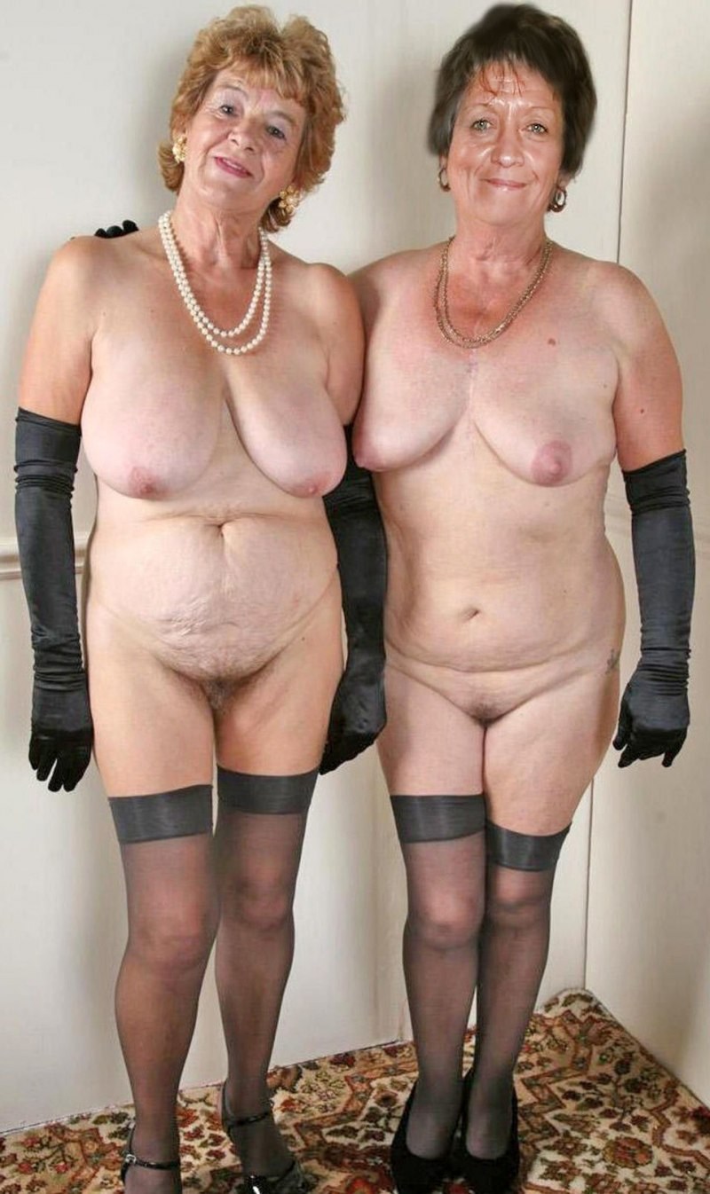 Two naked elderly women