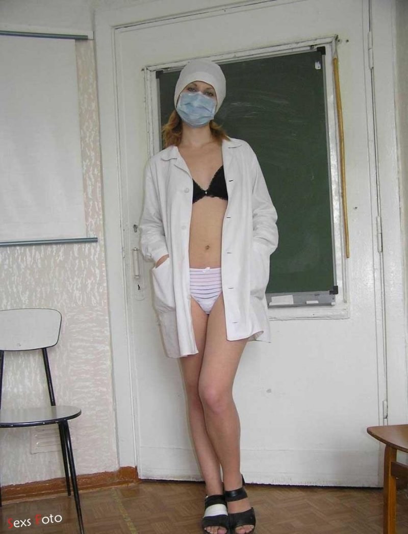 Naked in a medical mask