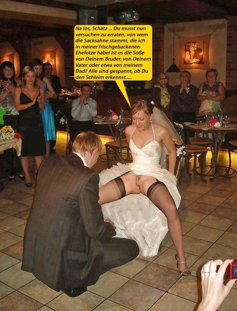 Drunk bride without panties at a wedding