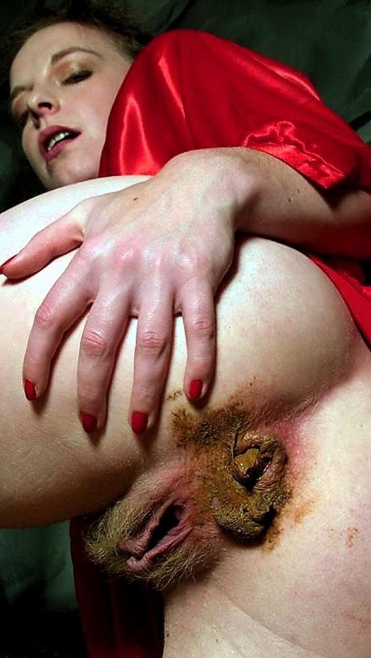 Dirty hairy female anus