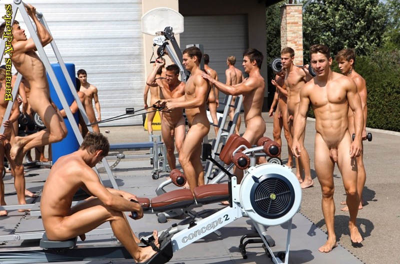 Naked guys in the gym