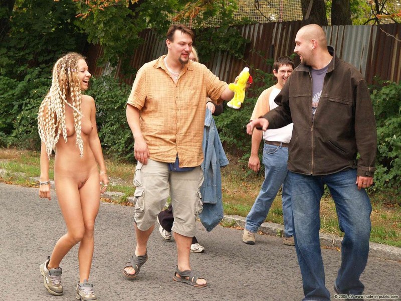 Undressed in front of the guys on the street