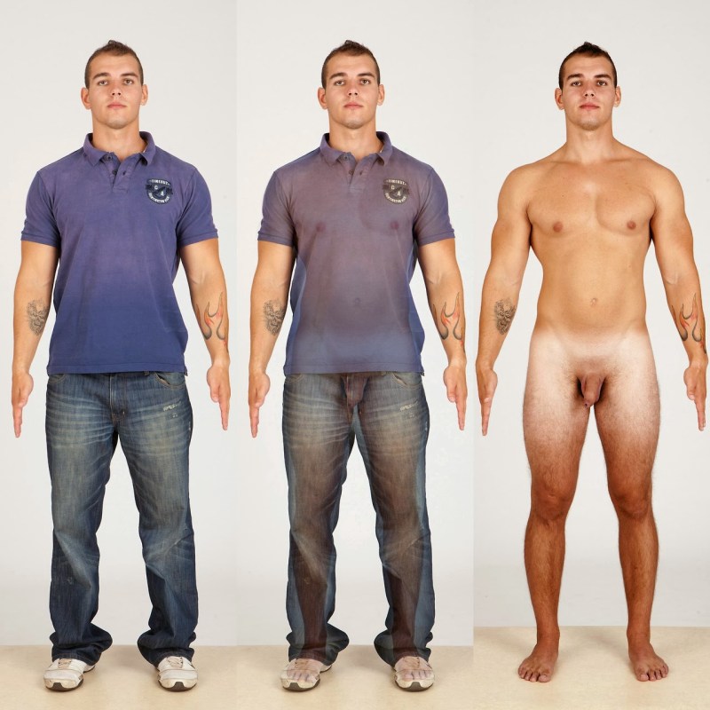 Dressed and undressed man