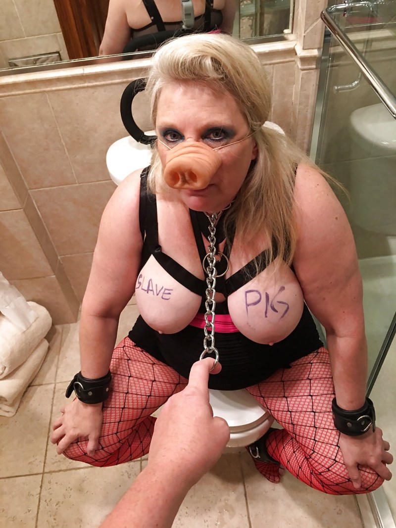 Naked thick pig slave
