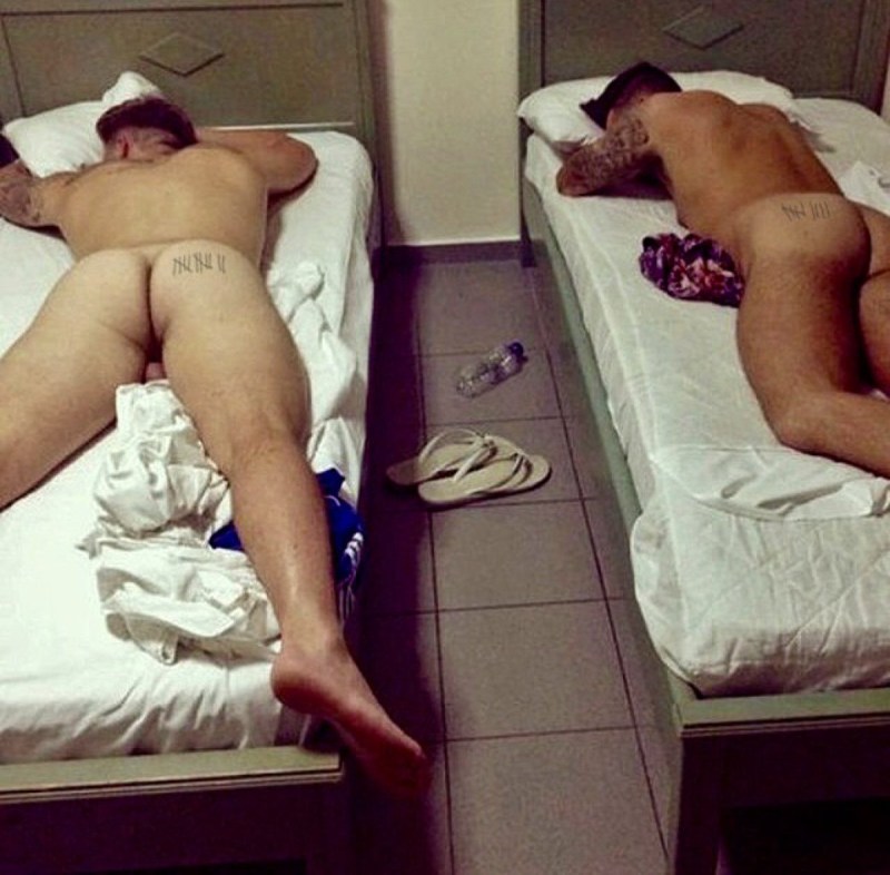 Naked drunken sleeping guys