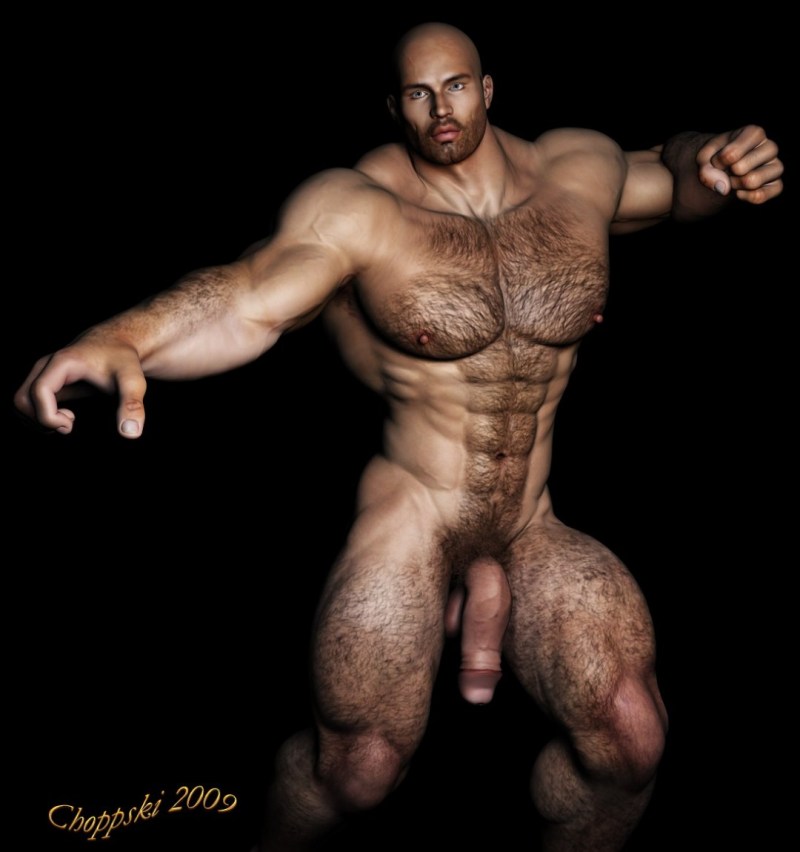 Naked hairy pumped men