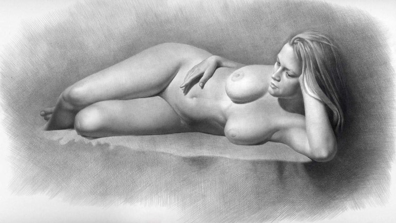 The drawings with a pencil are naked