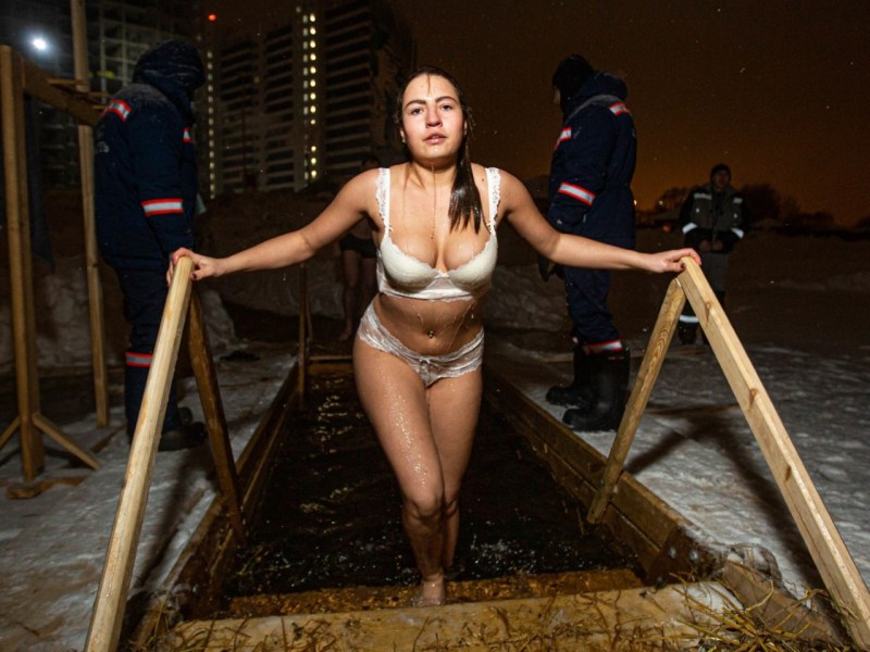 Bathing in the hole for baptism 2020 Girls