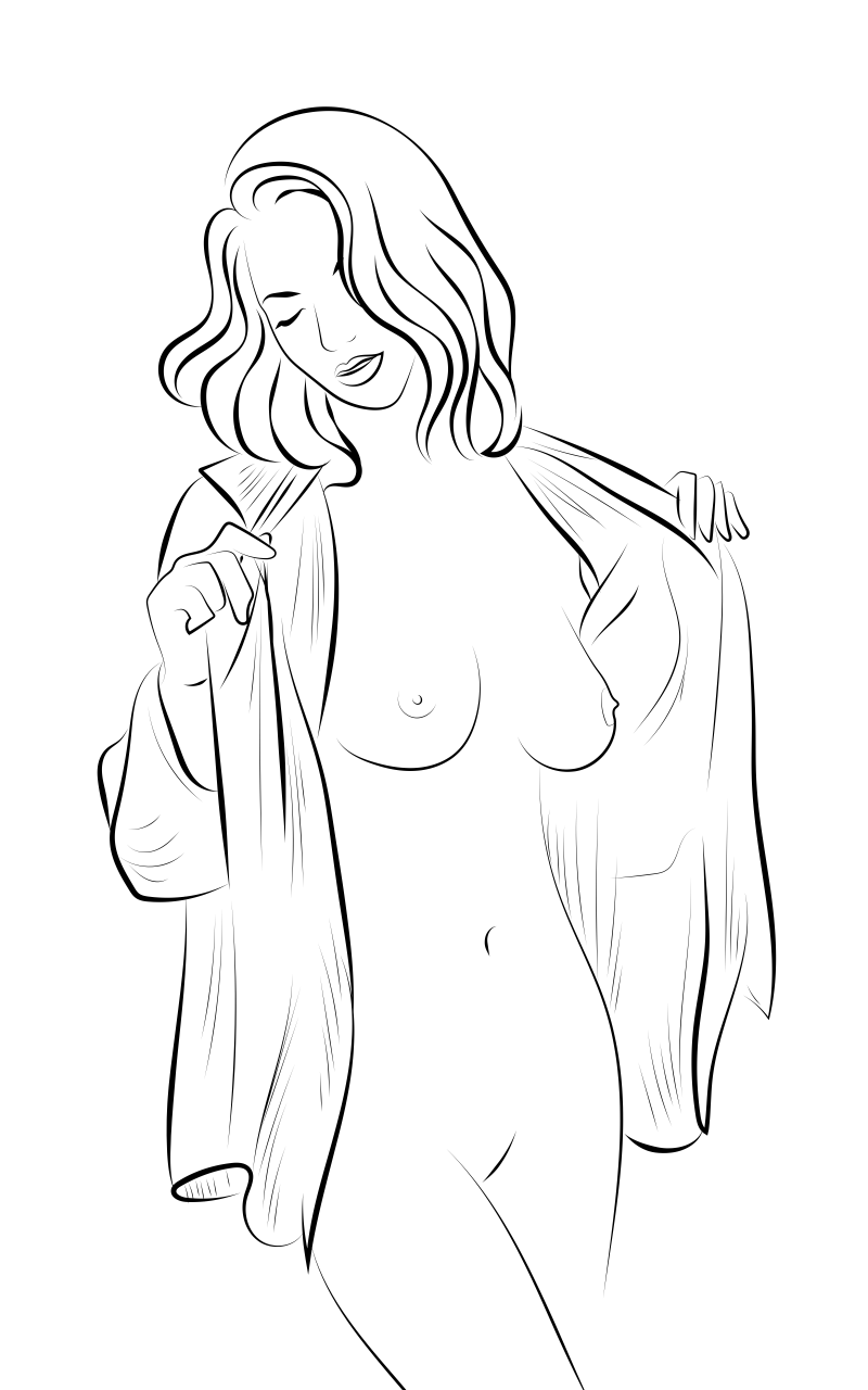 Naked woman contour drawing