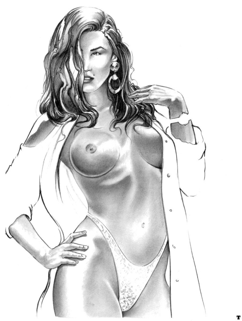 The drawings with a pencil are naked