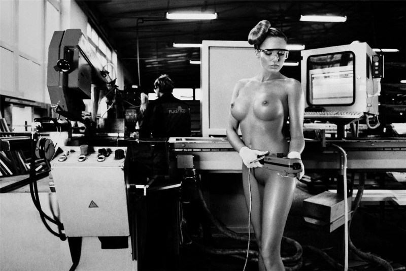 Erotic photo shoot at the factory