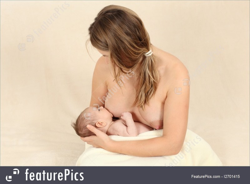 Naked chest of a nursing mother