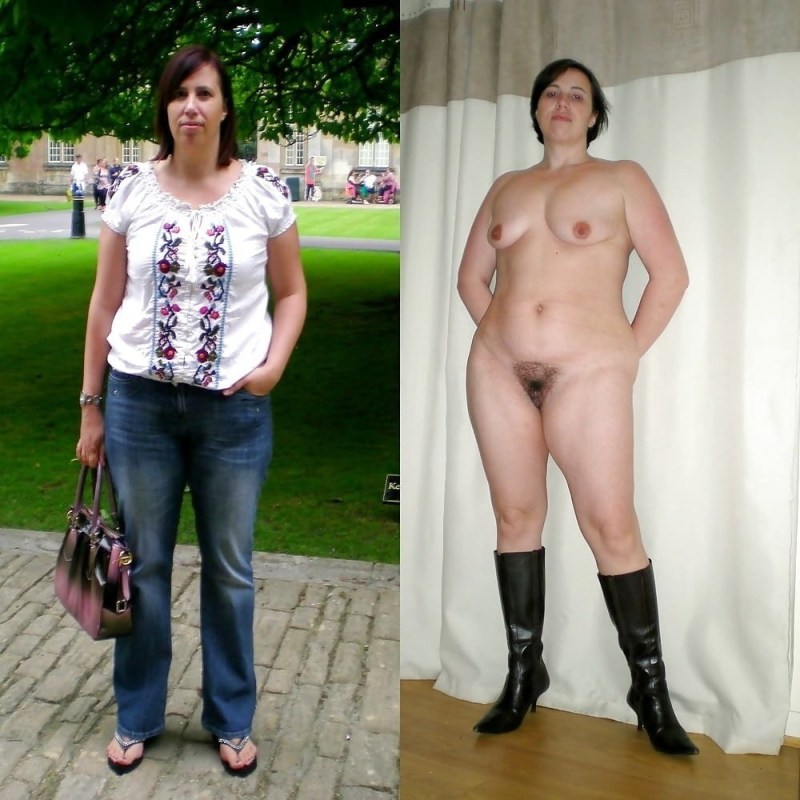 Adult women in clothes and without clothes
