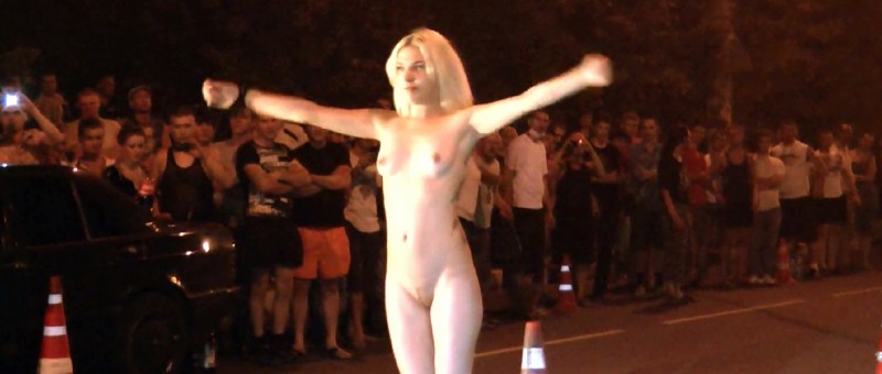 Amateur striptease on stage