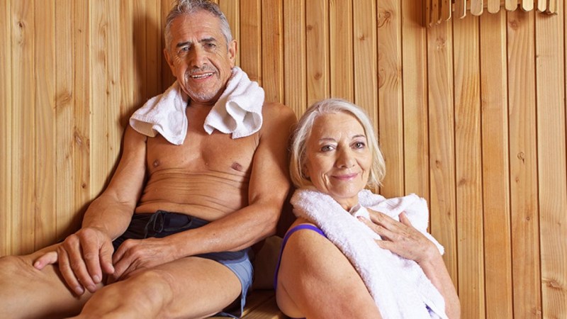 Older people in the sauna