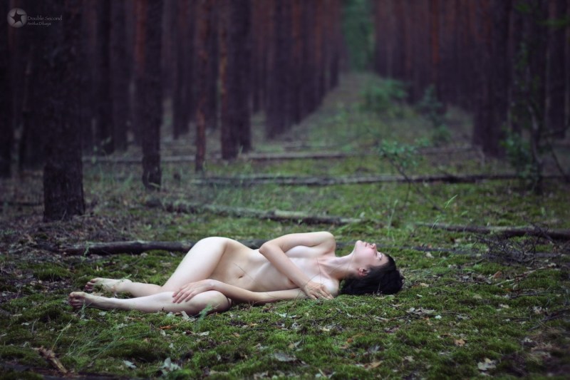 Photo shoot in the style of nude in the forest