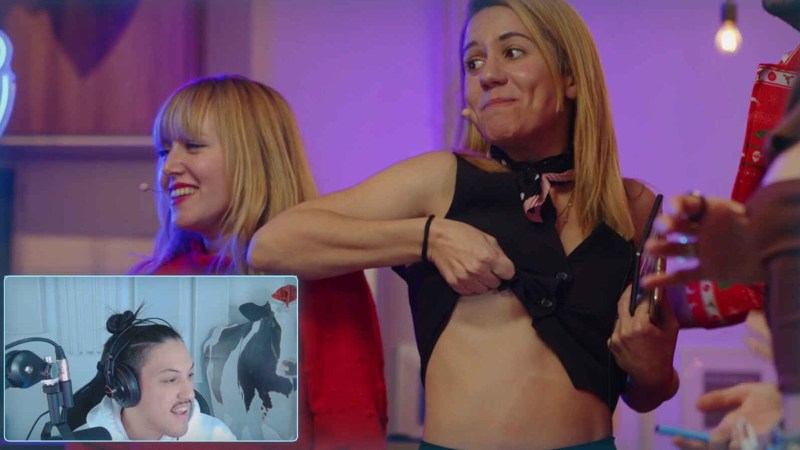 The TV presenter exposed her chest