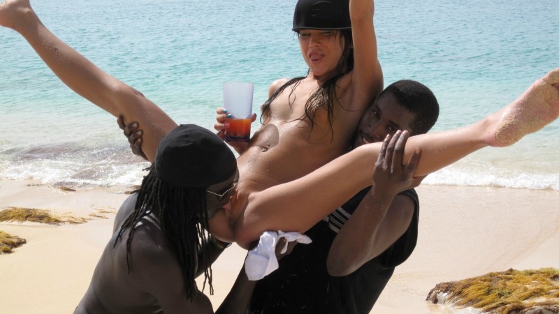 Cooney on the beach in public