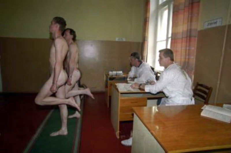 Medical Commission at the military enlistment office naked