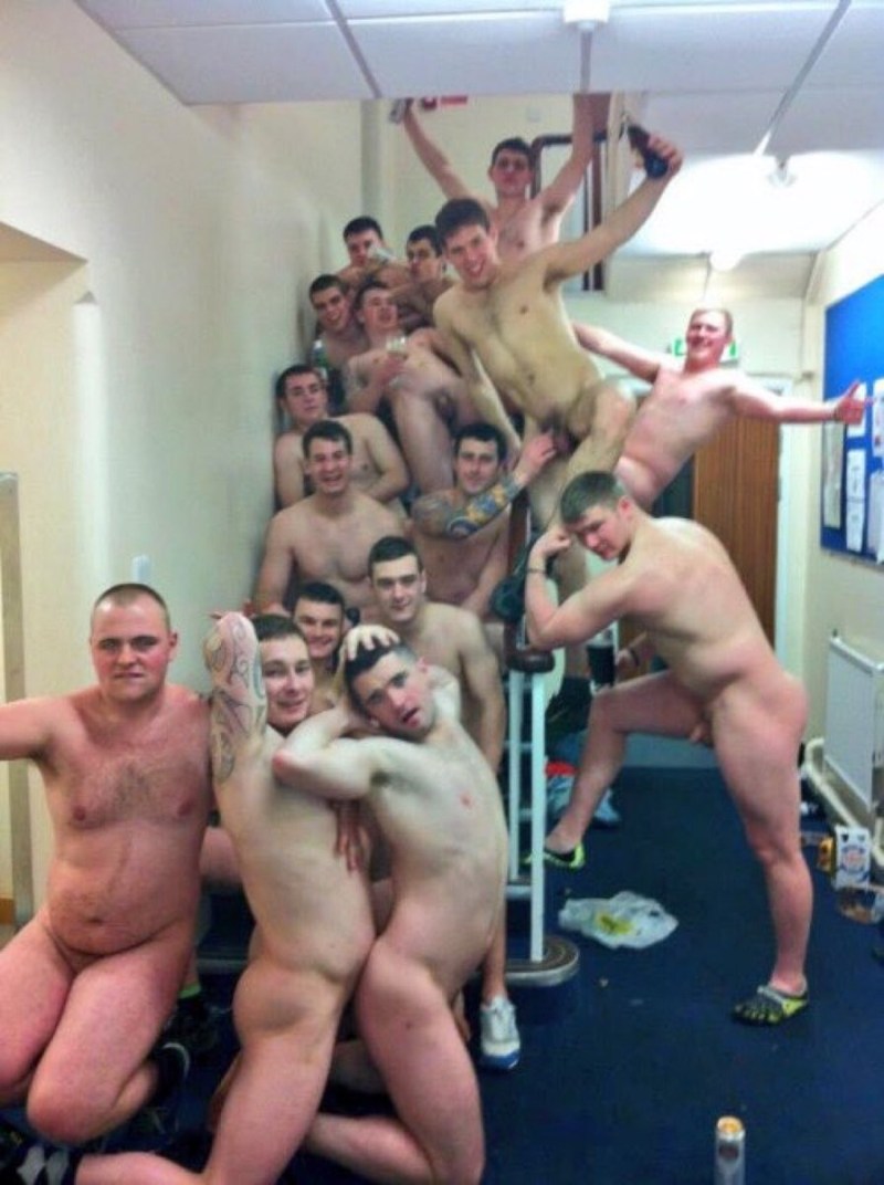 Naked men in the locker room of the pool