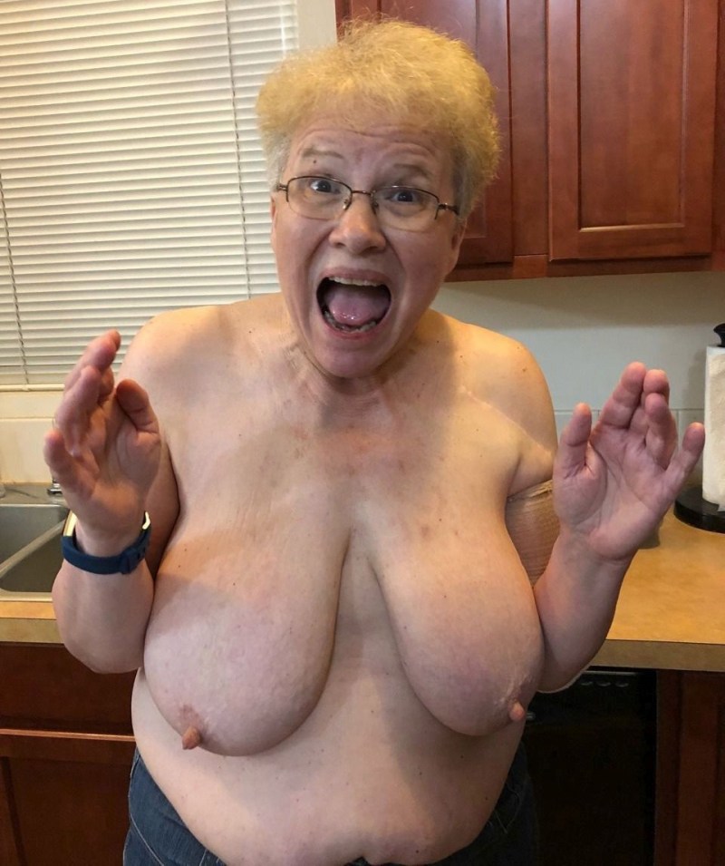 Beautiful boobs of old women