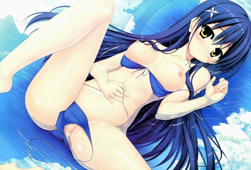 Girl in a swimsuit with blue hentai