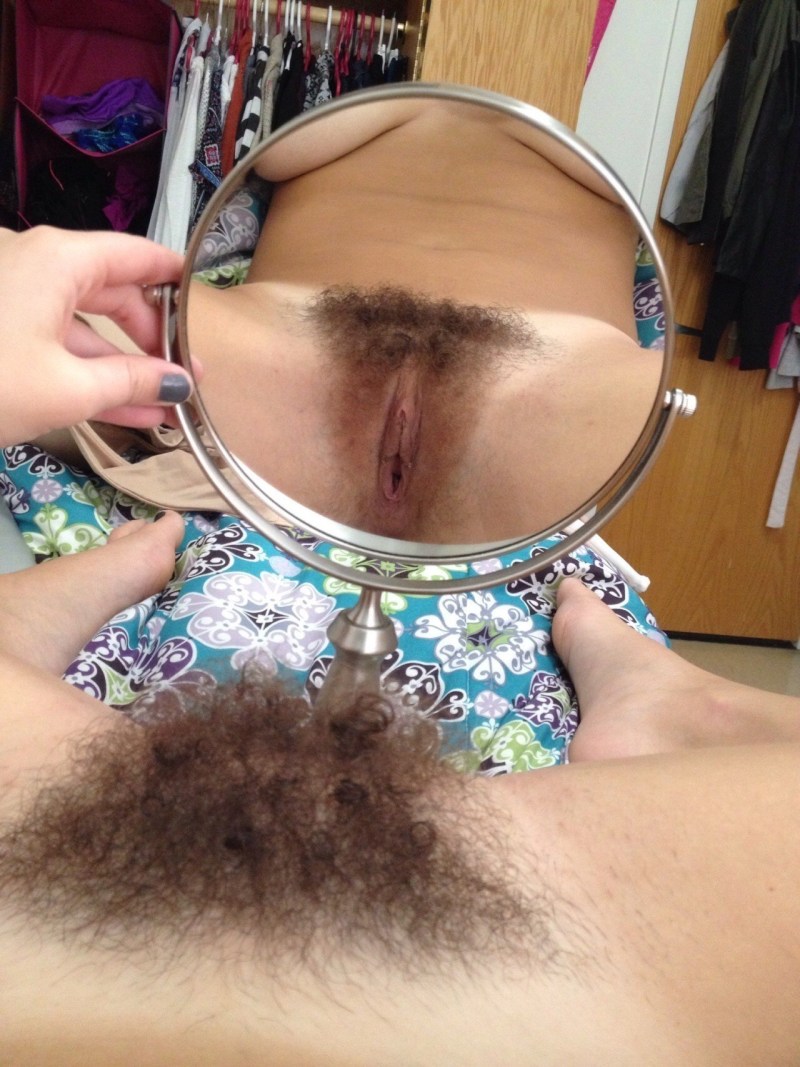 Hairy in front of the mirror