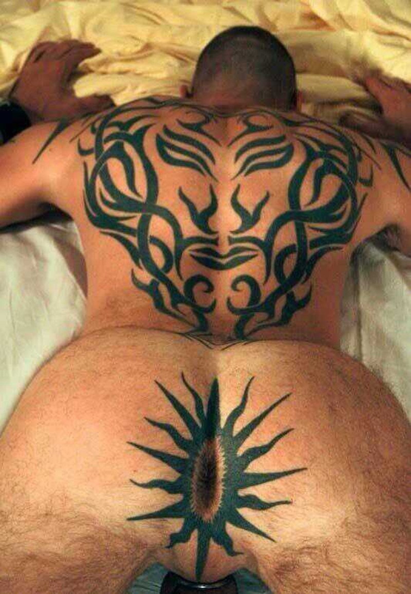 Male anus tattoo
