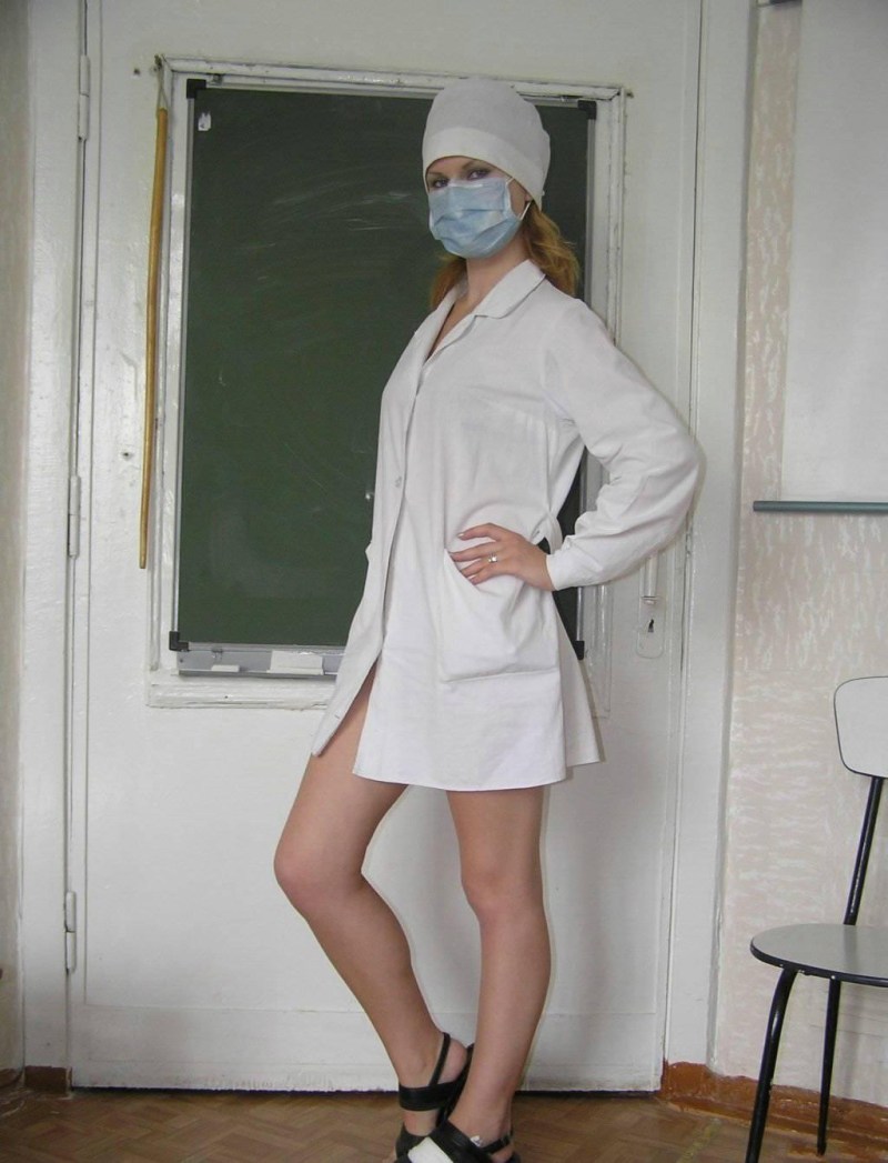 Under the dressing gown of a nurse