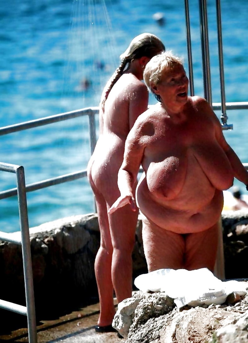 Old women on a nudist beach