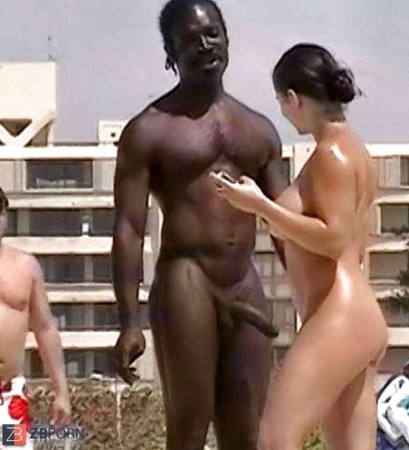 Naked blacks on the beach erection