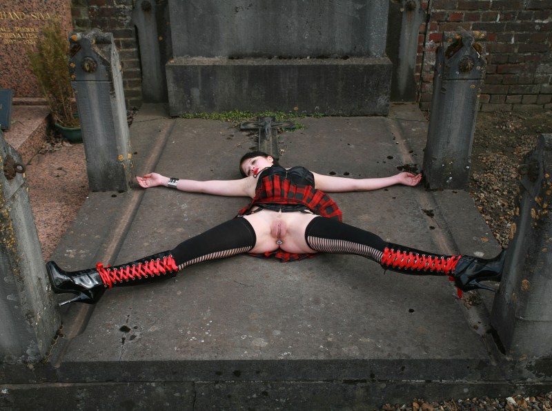 Naked photo shoot in the cemetery