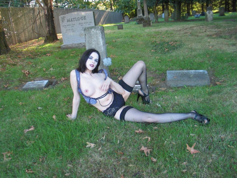 Naked photo shoot in the cemetery