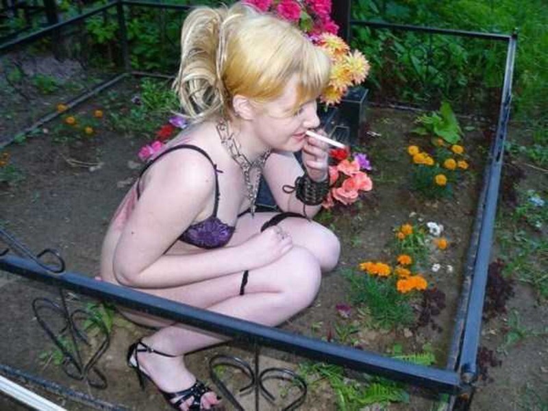 Naked photo shoot in the cemetery