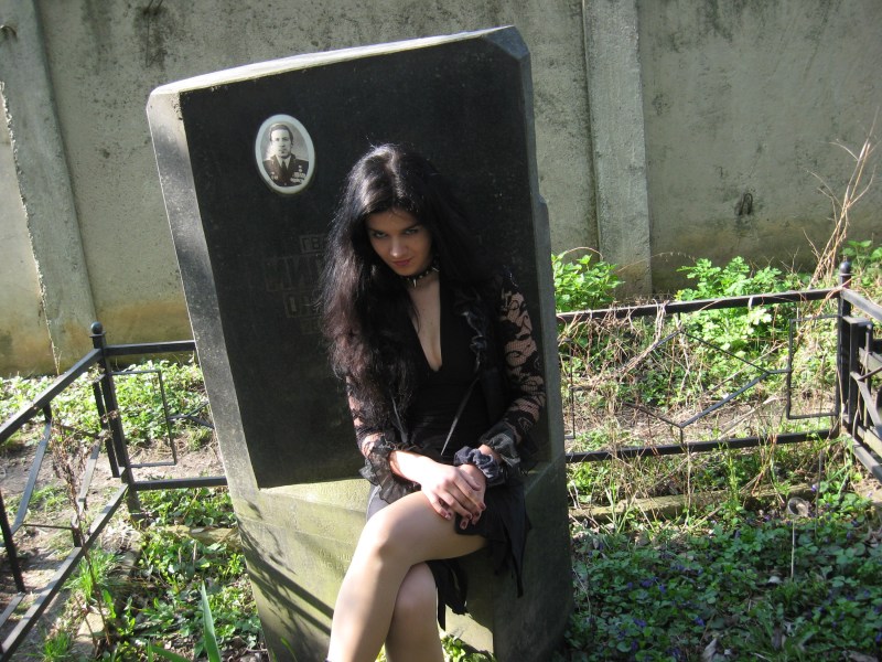 Naked photo shoot in the cemetery
