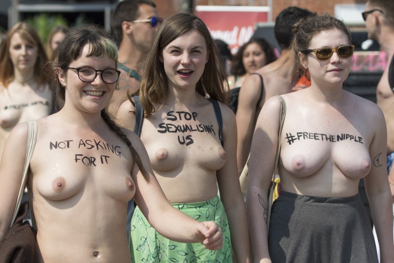 Feminists with naked breasts